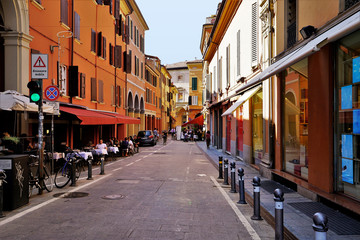 Fototapeta na wymiar A quiet street in the City of Bologna, Italy.