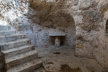 Excavations  of an ancient mikvah in old city of Jerusalem, Israel
