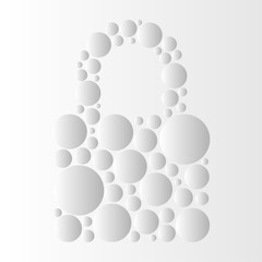 Locker icon, vector padlock symbol. flat bubble and
balls illustration. white modern concept