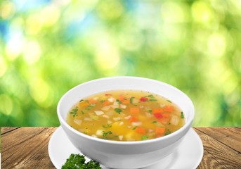 Vegetable soup isolated on a white background