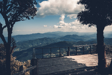 Sky and mountain views landscape Blue tone