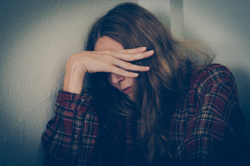 Woman abuse victim. Domestic violence, harassment, depression, drug addiction, human trafficking.