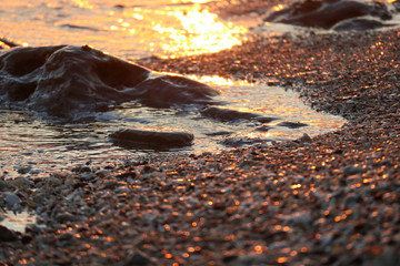 Sunset reflection on the beach