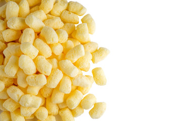 Pile of sweet corn sticks isolated on white.