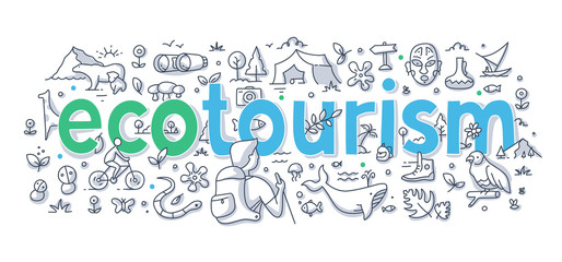 Ecotourism Word Doodle Concept