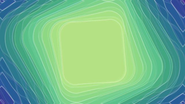 Abstract video background with rhombus in tunnel motion, blend effect, seamless animation in light green and purple, 4k computer animation