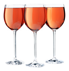 THREE GLASSES OF ROSE WINE