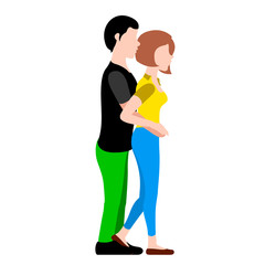 Couple hugging each other. Valentine day. Vector illustration design