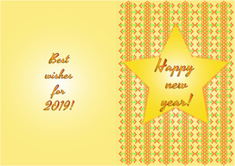 Happy new year 2019 - holiday card - traditional motifs