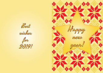 Happy new year 2019 - holiday card - traditional motifs