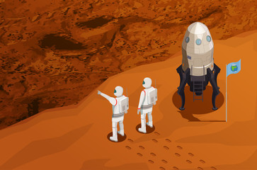 Mars Colonization Isometric Poster © Macrovector