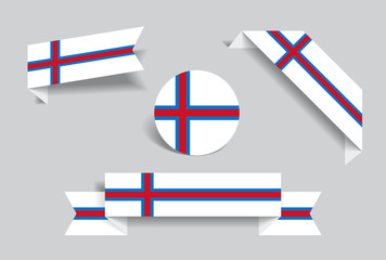 Faroe Islands flag stickers and labels. Vector illustration.