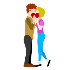 Couple kissing each other. Valentine day. Vector illustration design
