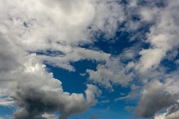 colorful dramatic sky with cloud at sunset.