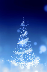  abstract christmas tree on blue background
