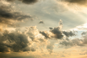colorful dramatic sky with cloud at sunset.