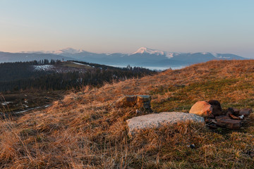 Early morning spring Carpathian mountains