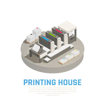 Printing House Isometric Composition 