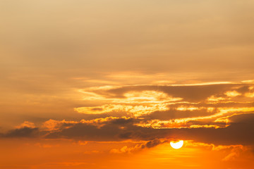 colorful dramatic sky with cloud at sunset.