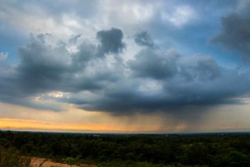 colorful dramatic sky with cloud at sunset.