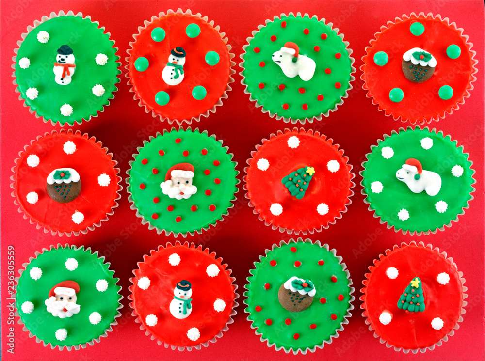 Wall mural christmas cupcakes overhead