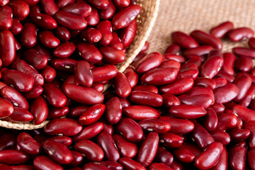 Red kidney beans in wooden
