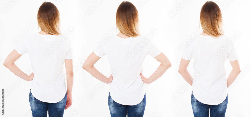 Canvas Prints t shirt set, collage three woman in tshirt isolated on white background,girl t-shirt,blank