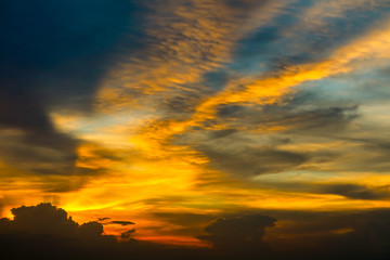 Eternal flame colorful cloud and evening sky and ray light of sunset