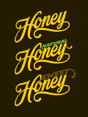 Honey lettering text. Hand drawn calligraphy vector illustration.