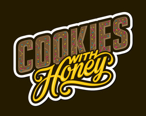 Cookies with Honey lettering. Vector illustration