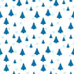 Christmas seamless pattern with christmas tree and snowflakes, vector background.Design template for wallpaper,fabric,wrapping,textile