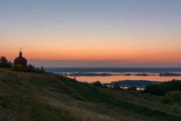Fototapeta premium Sunrise over the river in the summer