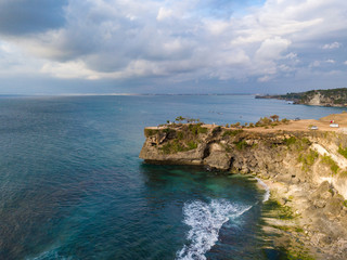 Aerial view of beautiful Balangan beach and cliff. Photo from drone. Bali, Indonesia.