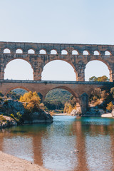 Pont du Gard is - ancient Roman aqueduct on the Gardon River - Vers-Pont-du-Gard in southern France