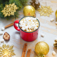 Christmas New Year composition  Holiday decoration.