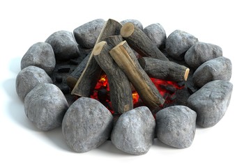 3d illustration of a campfire