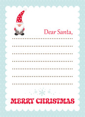 cartoon letter to santa with cartoon christmas dwarf