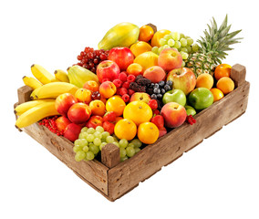 WOODEN BOX FILLED WITH ASSORTED FRESH FRUIT