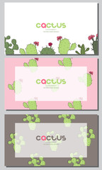 Vector illustration. Cactus collection. Card design set.