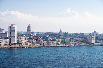 Fototapeta premium High angle view of Port in Havana Cuba. Street and buildings.