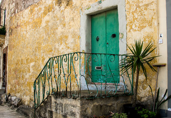 Maltese old green door in Rabat city