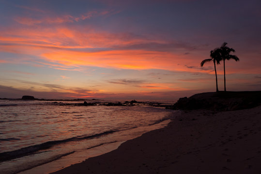 Colorful sunset over the tropical paradise beaches of Punta Mita, Mexico