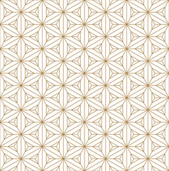 Seamless pattern based on Japanese ornament Kumiko.Golden color lines.