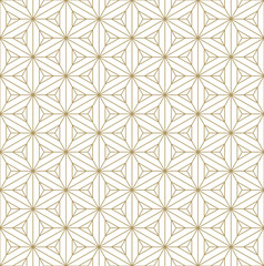 Seamless pattern based on Japanese ornament Kumiko.Golden color lines.