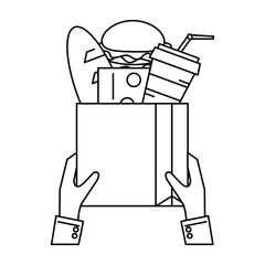 Food and groceries products in black and white