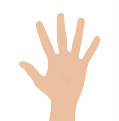 Woman hand on white background