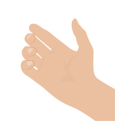 Woman hand on white background