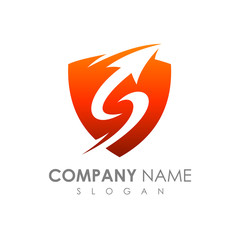 Shield Letter S With Arrow Shape Business Logo Template