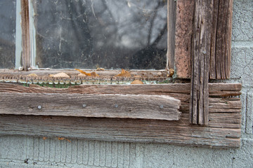 Close up of old wooden window