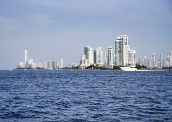 Fototapeta premium Cityscape of modern Cartagena, famous resort in Colombia, South America